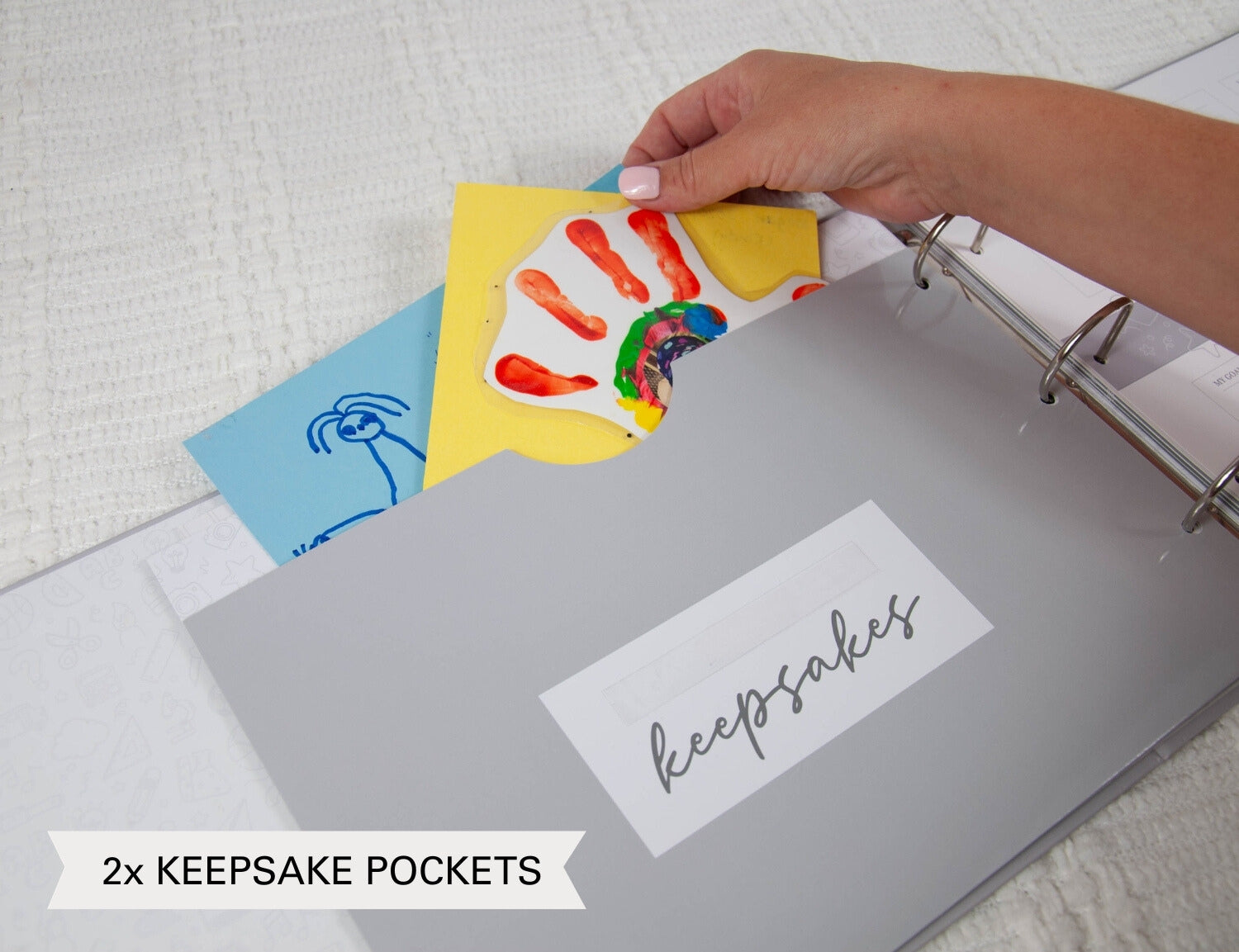 grey keepsake pocket self label