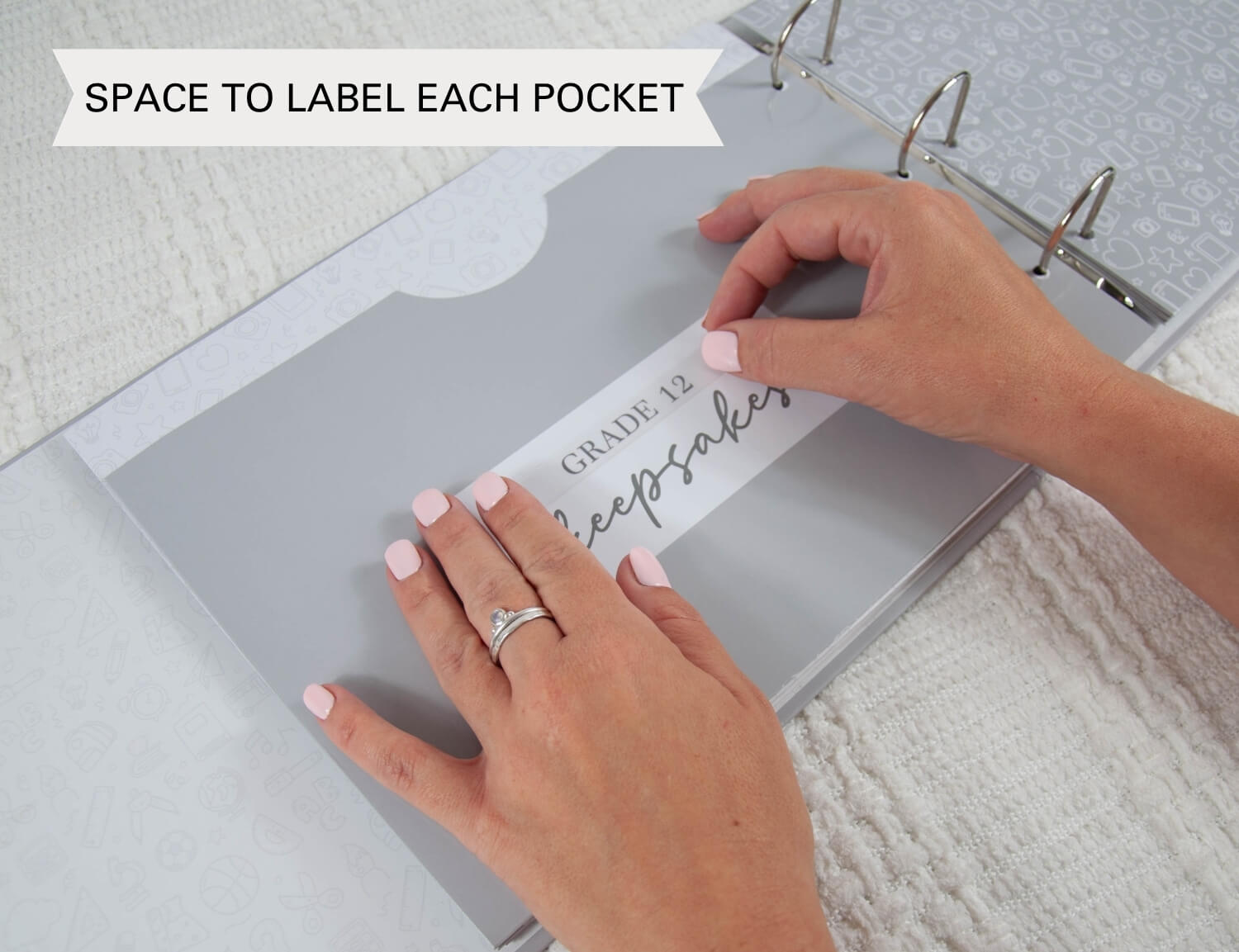 individual grey keepsake pocket labelled