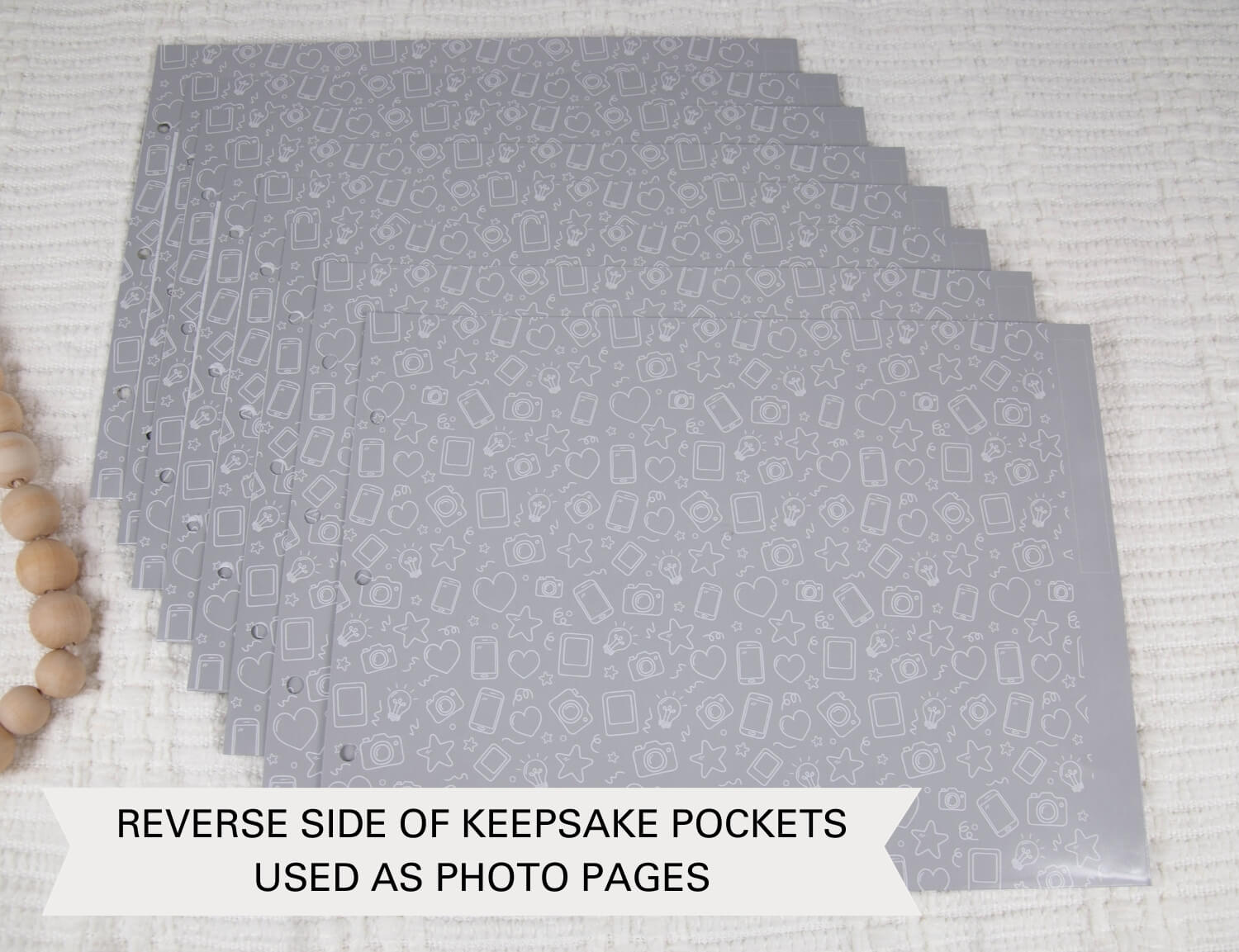 reverse side of grey keepsake pockets pack